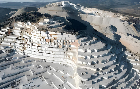 Marble blocks at the quarry face before cutting