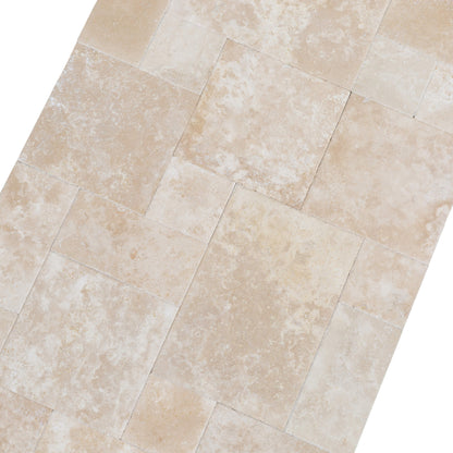 Denizli Beige Antique Pattern Travertine Tile - Full Truckload