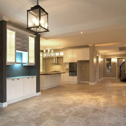 Elegant travertine stone surface showcasing refined texture and timeless natural beauty for sophisticated design