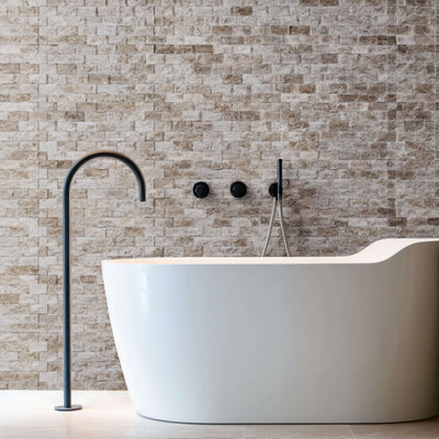 Beige Light Travertine Blasted 2x4 Mosaic Tile — natural stone wall and floor tile for a kitchen backsplash or bathroom