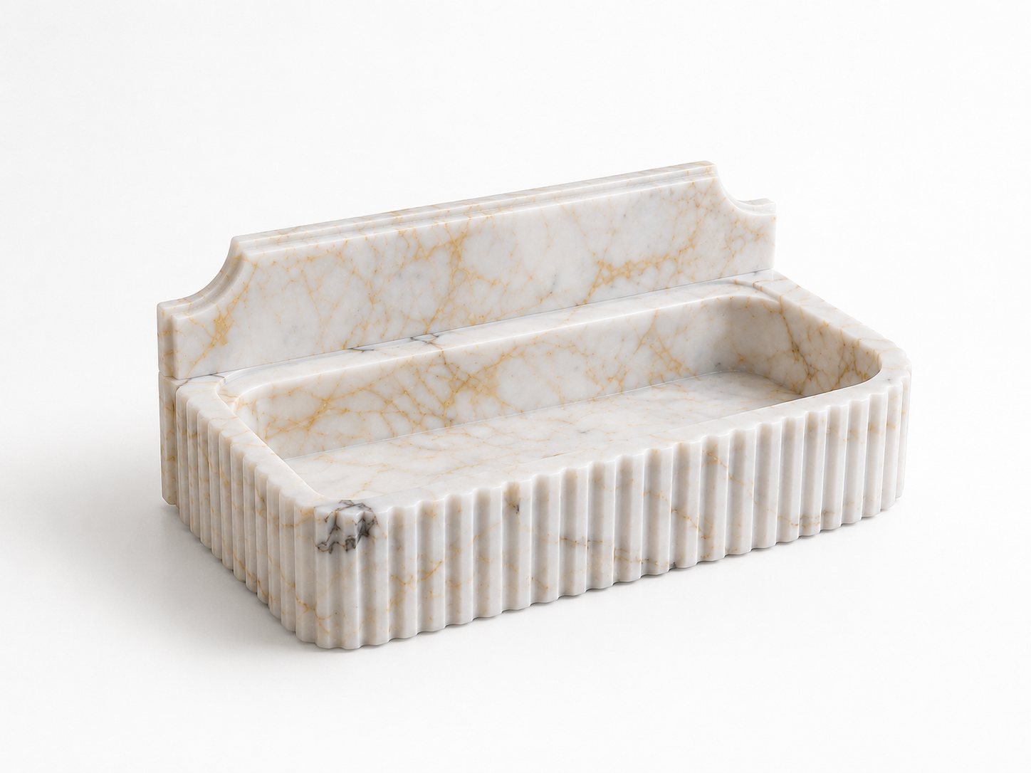 Calacatta Gold Wall-Mount Sink in natural marble — carved from a single block of natural stone, no two pieces alike
