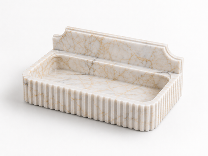 Calacatta Gold Wall-Mount Sink in natural marble — hand-carved natural stone basin for a floating vanity or powder room