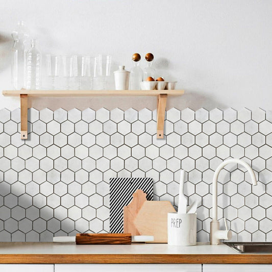 Elegant Carrara White hexagon tiles enhancing modern interior design with timeless sophistication and high-quality craftsmanship.