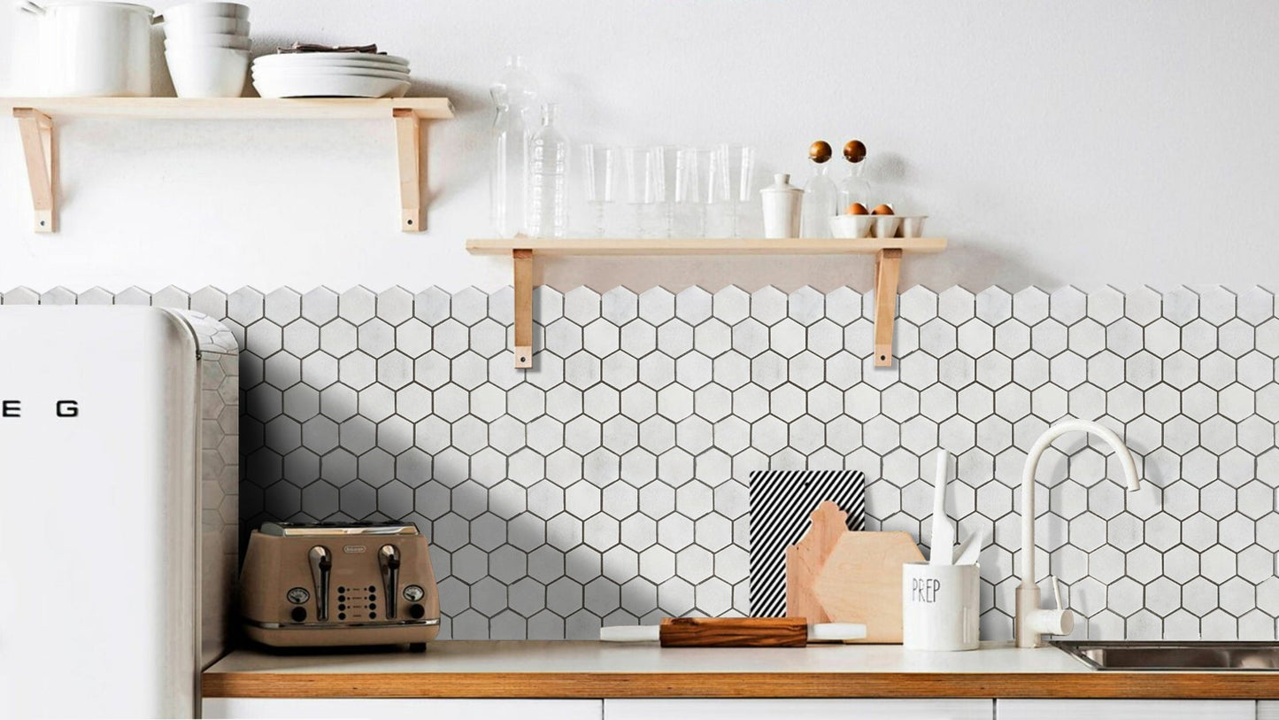 Elegant Carrara White hexagon tiles enhancing modern interior design with timeless sophistication and high-quality craftsmanship.