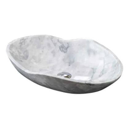 Carrara White Marble Wavy Designer Above Vanity Bathroom Sink (L)24" (W)14" (H)6".