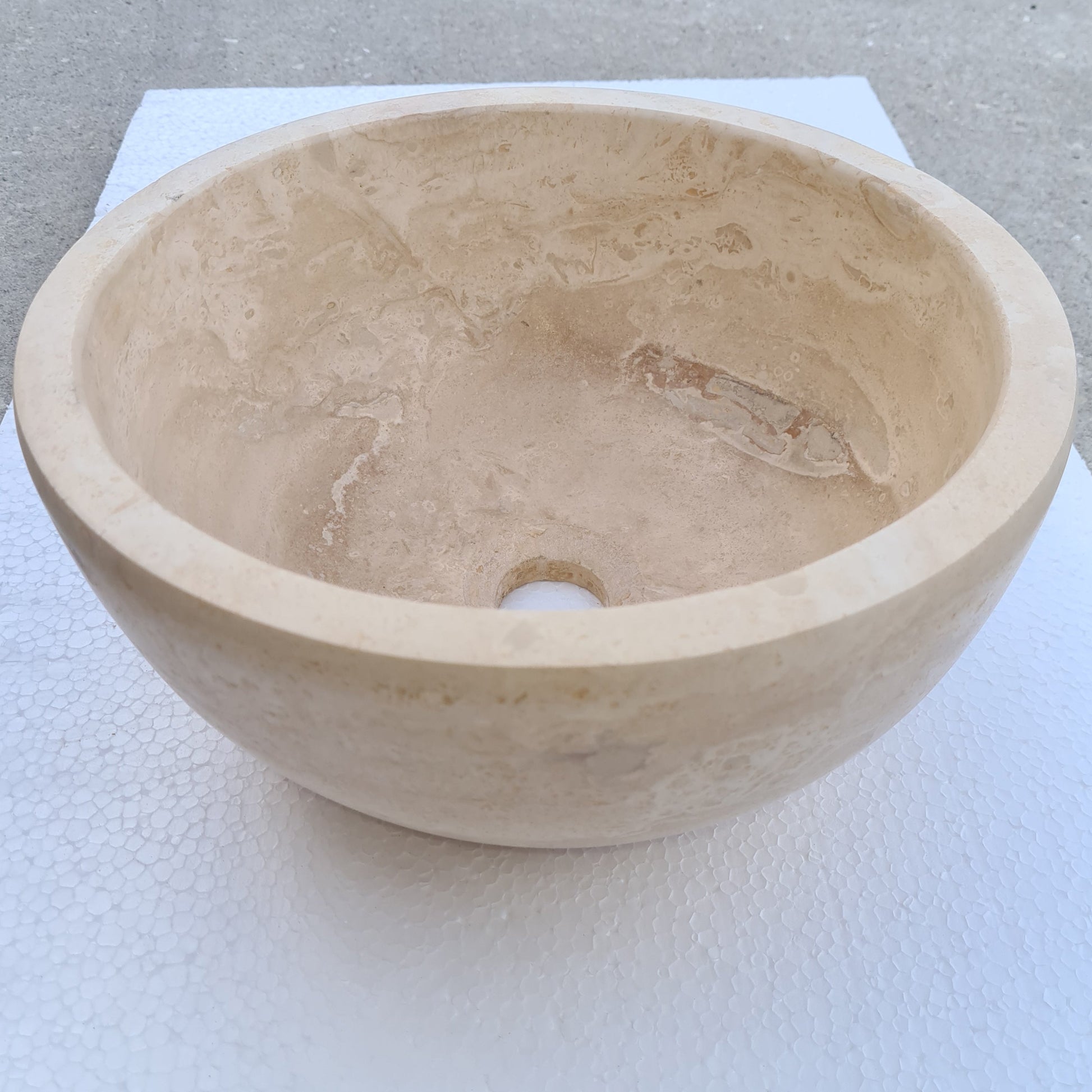 Crema Antiqua Travertine Natural Stone Under-mount Sink Honed and Filled (D)12" (H)6"-Clearance.