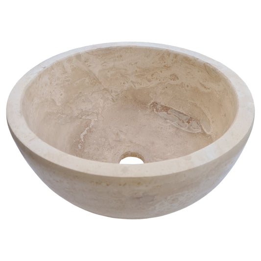 Crema Antiqua Travertine Natural Stone Under-mount Sink Honed and Filled (D)12" (H)6"-Clearance.