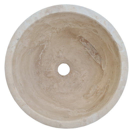 Crema Antiqua Travertine Natural Stone Under-mount Sink Honed and Filled (D)12" (H)6"-Clearance.