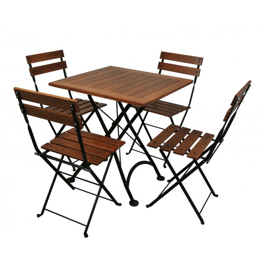 Elegant folding chairs paired with a versatile dining set, perfect for space-saving and stylish dining solutions.