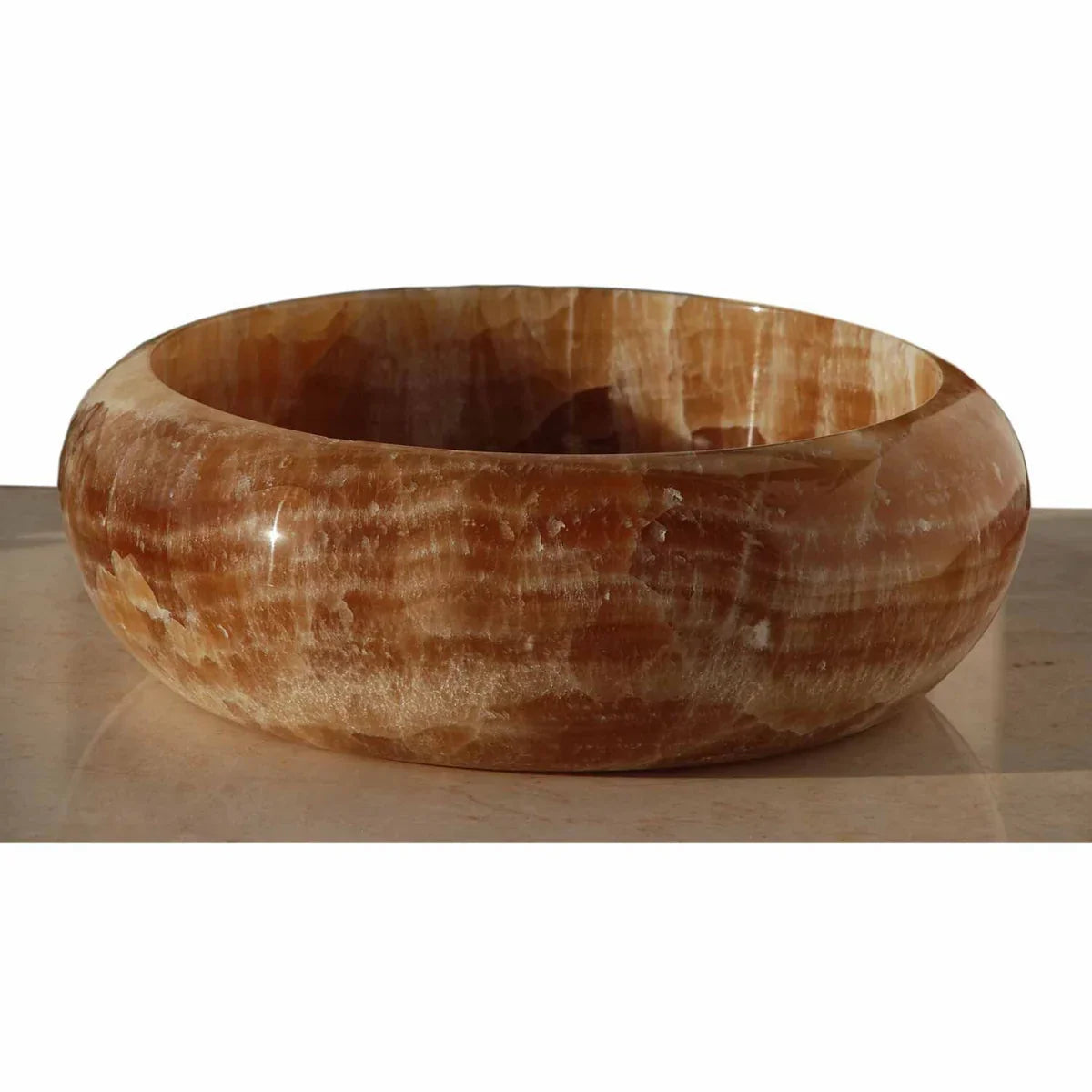 Elegant Honey Onyx slab showcasing natural stone beauty and sophisticated interior design features.