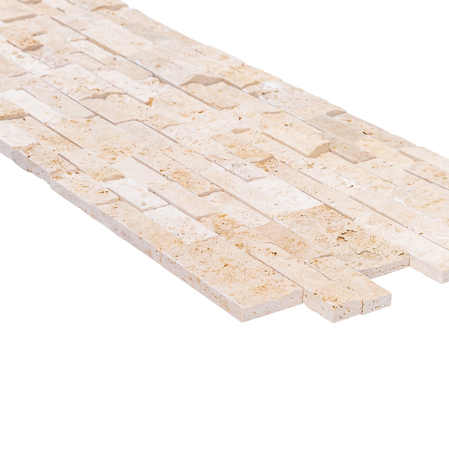 Elegant travertine tiles showcasing natural stone texture, perfect for sophisticated flooring and wall designs.