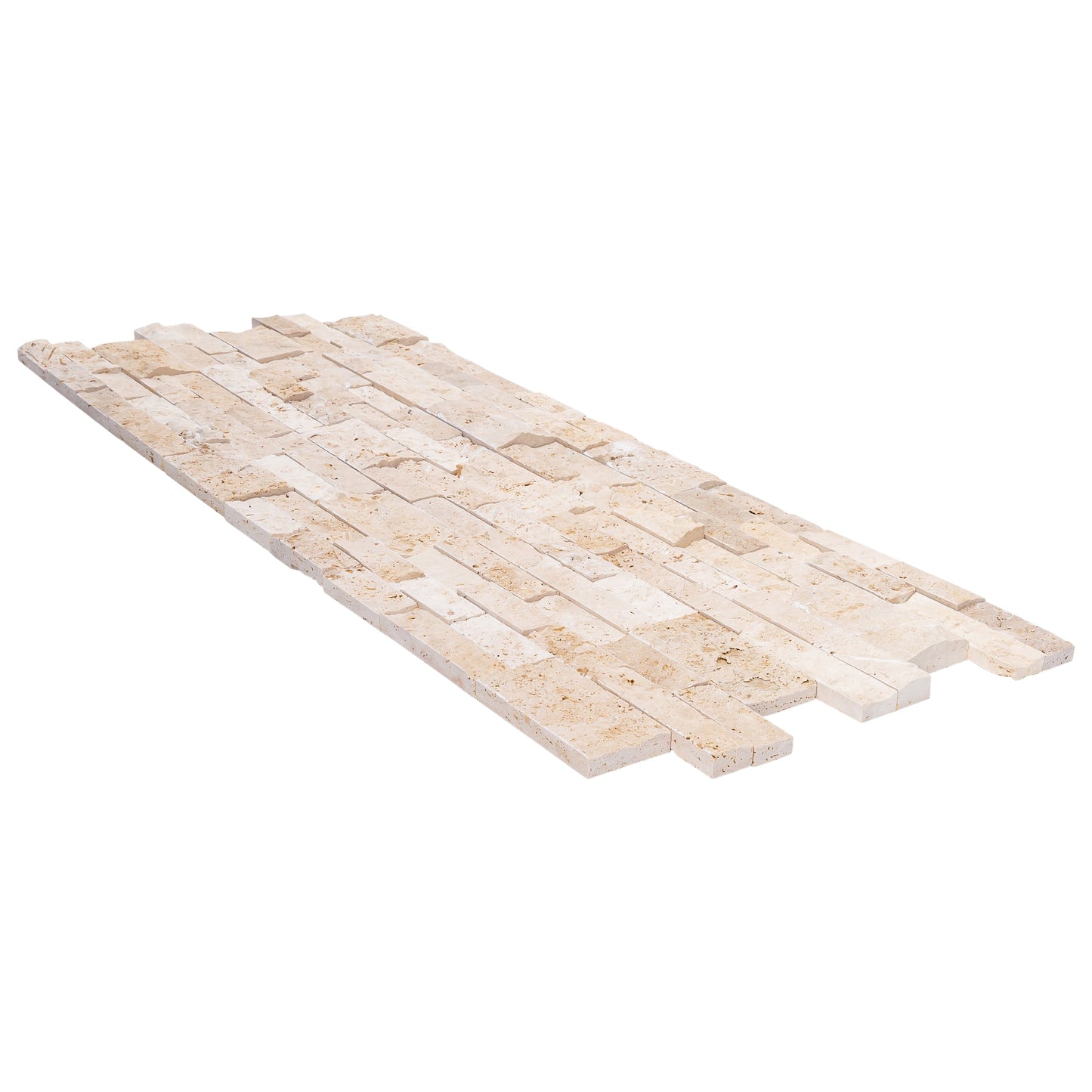 Elegant travertine tiles showcasing natural stone texture, perfect for sophisticated flooring and wall designs.