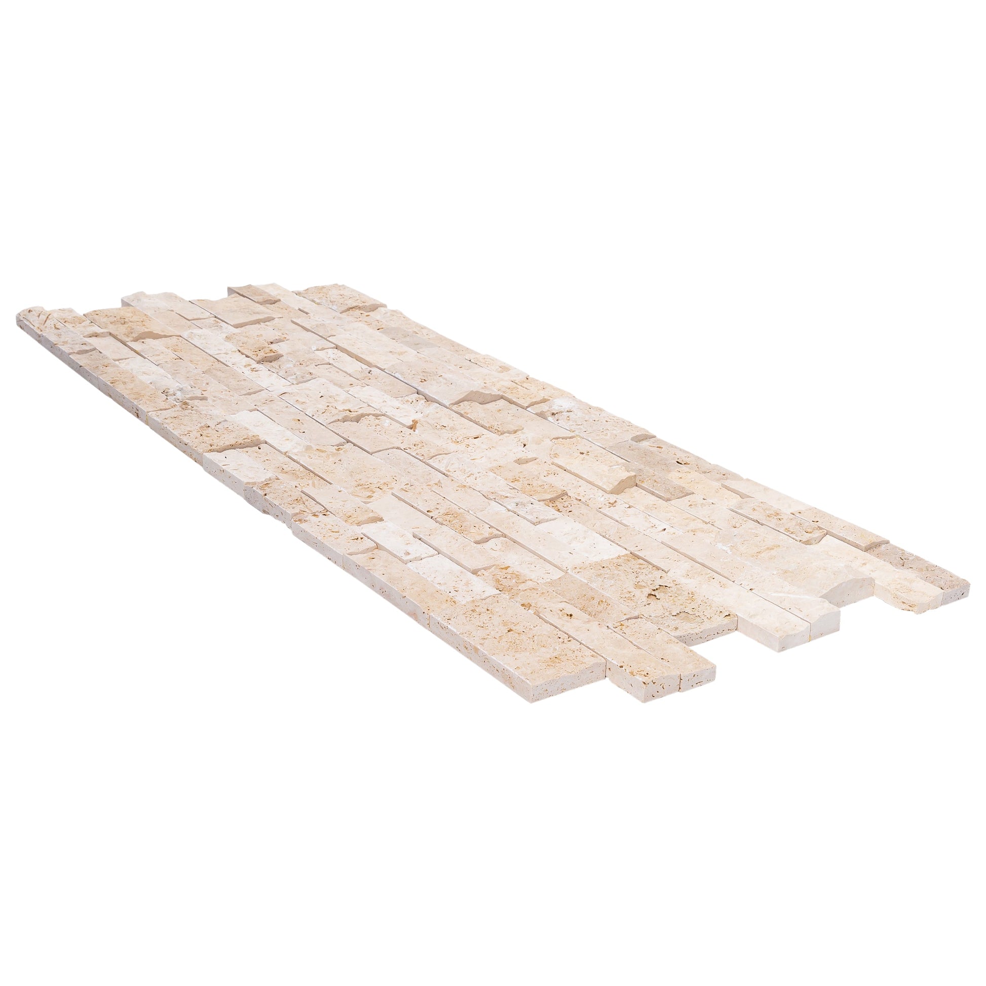 Elegant travertine tiles showcasing natural stone texture, perfect for sophisticated flooring and wall designs.