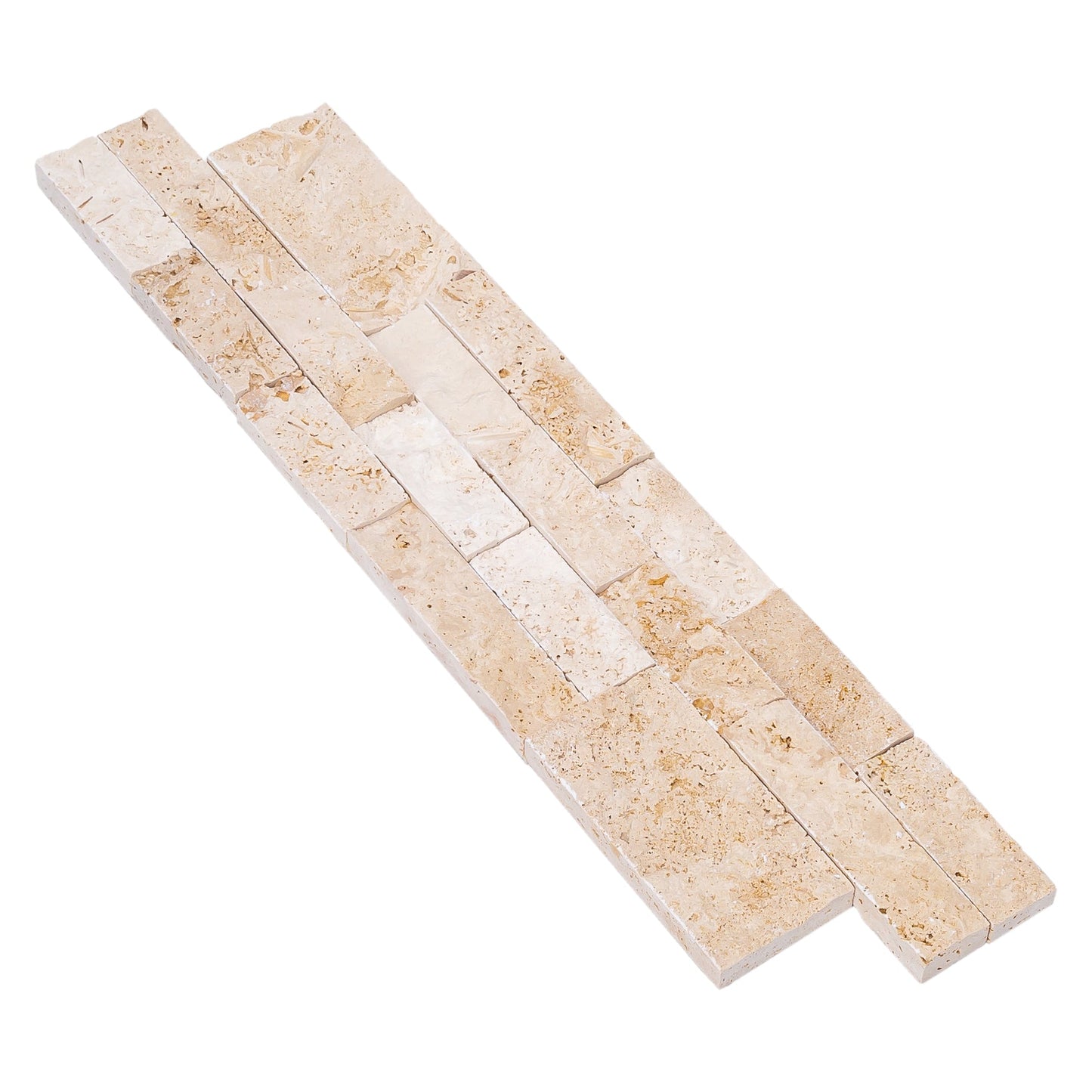 Elegant travertine tiles showcasing natural stone texture, perfect for sophisticated flooring and wall designs.