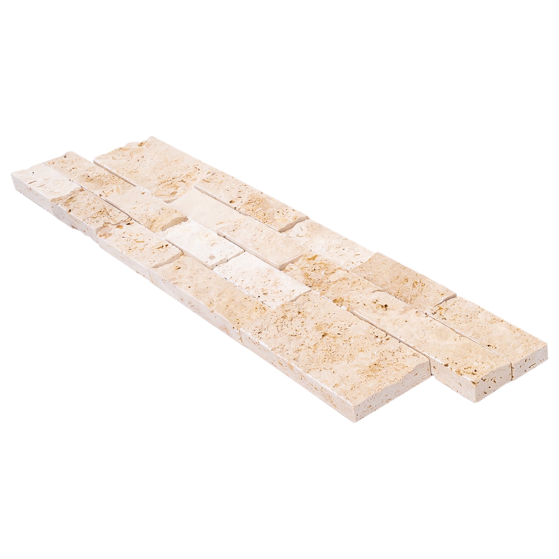 Elegant travertine tiles showcasing natural stone texture, perfect for sophisticated flooring and wall designs.