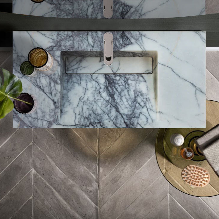 New York Marble Wall-mount Bathroom Sink with Drain Cap (W)20" (W)40" (H)8".