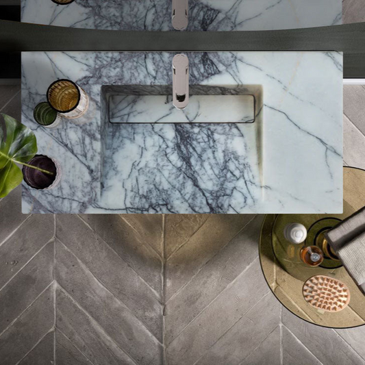 New York Marble Wall-mount Bathroom Sink with Drain Cap (W)20" (W)40" (H)8".