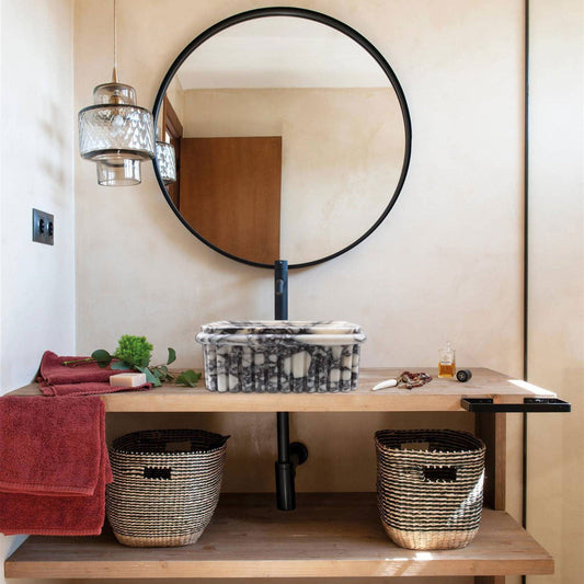 Calacatta Viola wall-mount sink showcasing elegant marble design for modern bathroom aesthetics