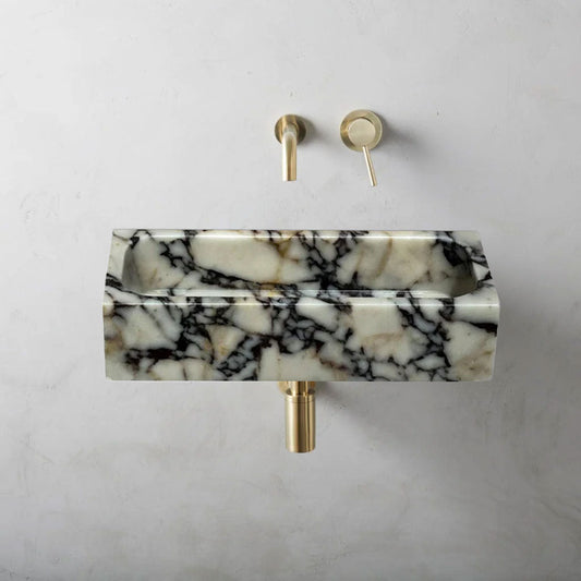 Calacatta Viola marble sink showcasing elegant purple veining, perfect for luxury bathroom designs