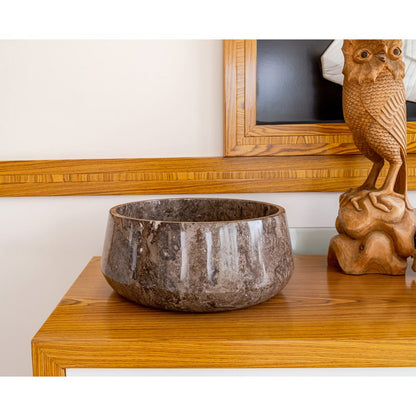 Narcist Brown Marble Vessel Sink High-Gloss Polished (D)16" (H)6.5".