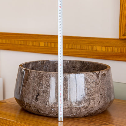 Narcist Brown Marble Vessel Sink High-Gloss Polished (D)16" (H)6.5".