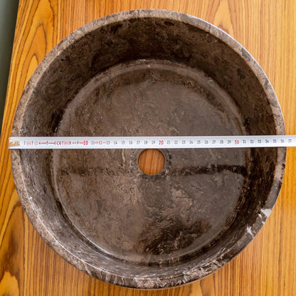 Narcist Brown Marble Vessel Sink High-Gloss Polished (D)16" (H)6.5".