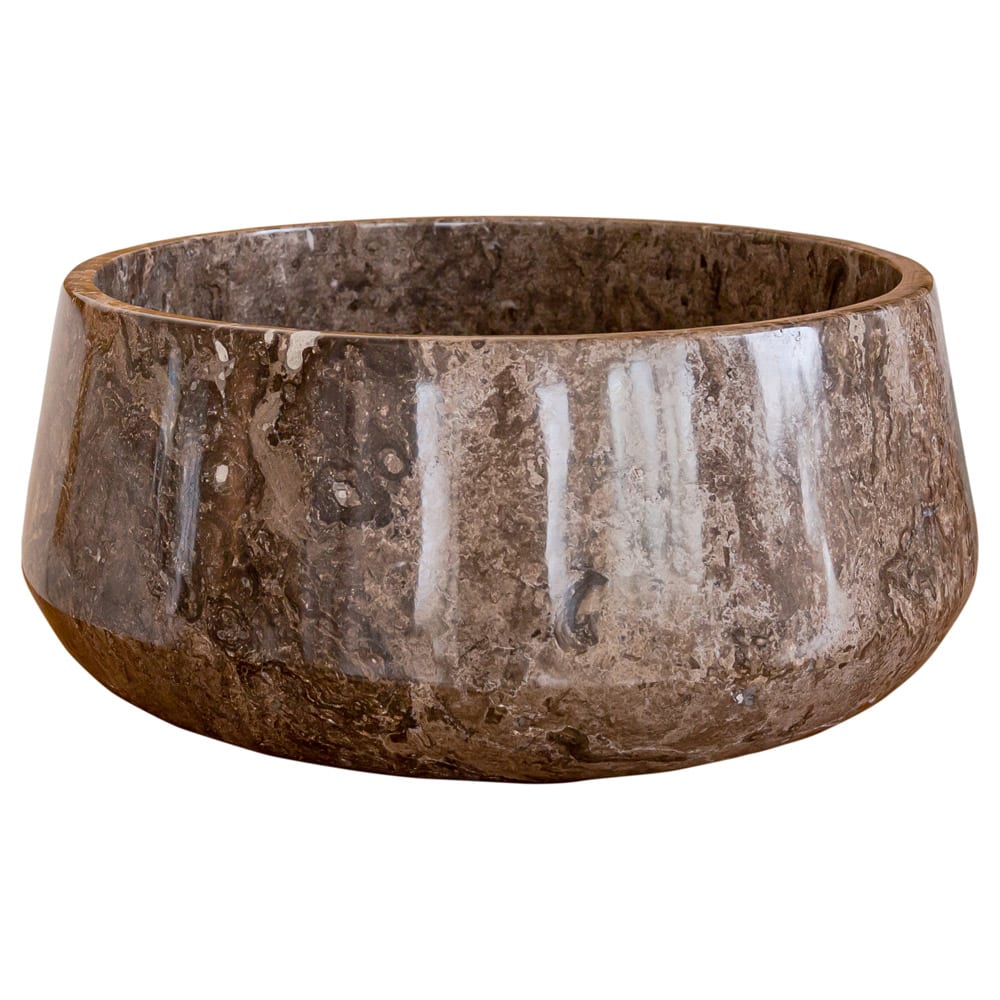 Narcist Brown Marble Vessel Sink High-Gloss Polished (D)16" (H)6.5".