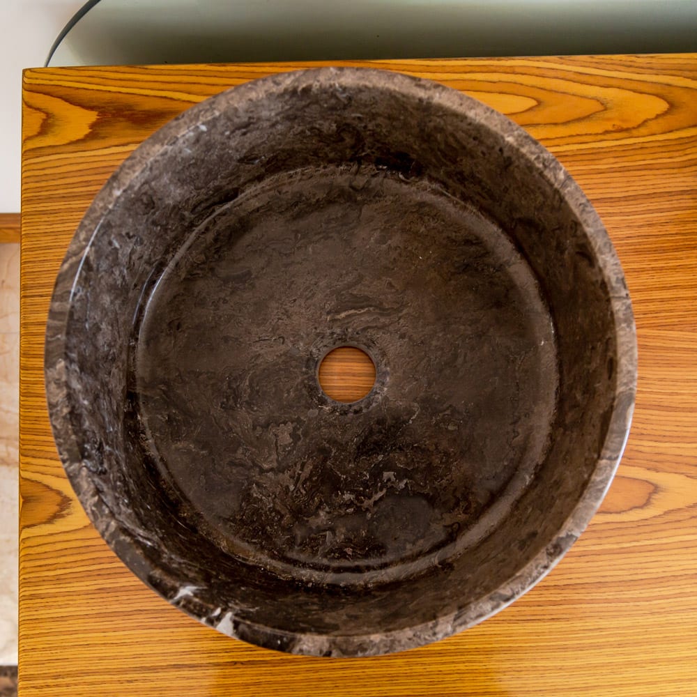 Narcist Brown Marble Vessel Sink High-Gloss Polished (D)16" (H)6.5".