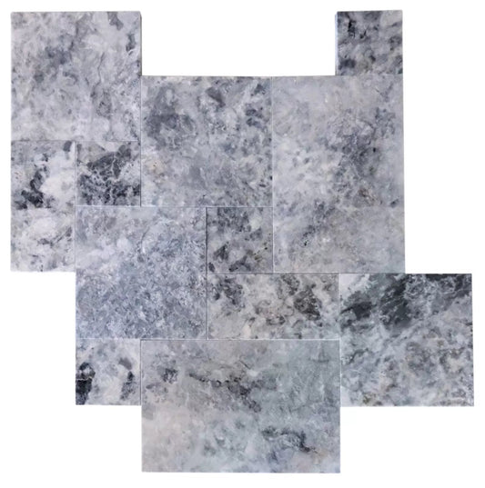 Platinum Silver Marble Pattern Tumbled Pavers - Full Truckload.