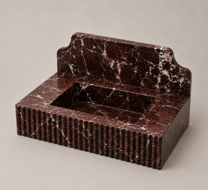 Red Lavante Rosso Marble Vessel Sink — handmade stone basin, veining and tone vary from piece to piece