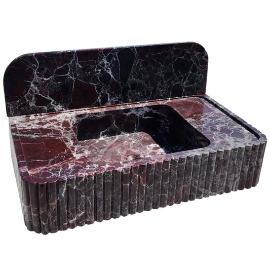 Rosso Levanto marble wall-mount feature showcasing elegant interior design and natural stone textures