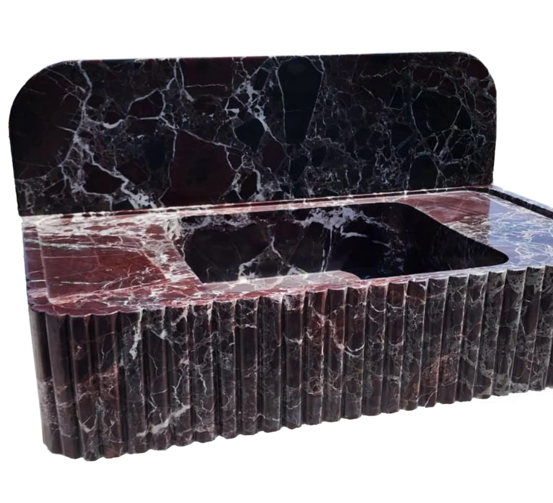 Rosso Levanto marble wall-mount feature showcasing elegant interior design and natural stone textures