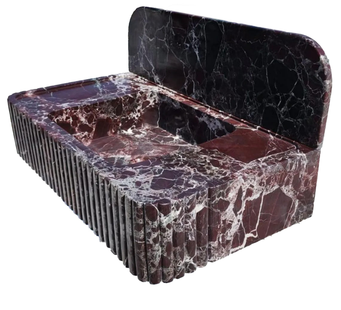 Rosso Levanto marble wall-mount feature showcasing elegant interior design and natural stone textures