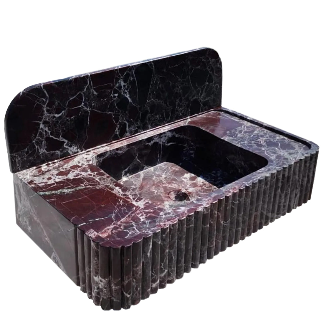 Rosso Levanto marble wall-mount feature showcasing elegant interior design and natural stone textures