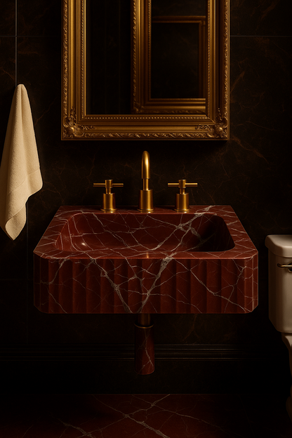 Lavante Rosso Marble Sink | Handcrafted Italian Red Stone Basin