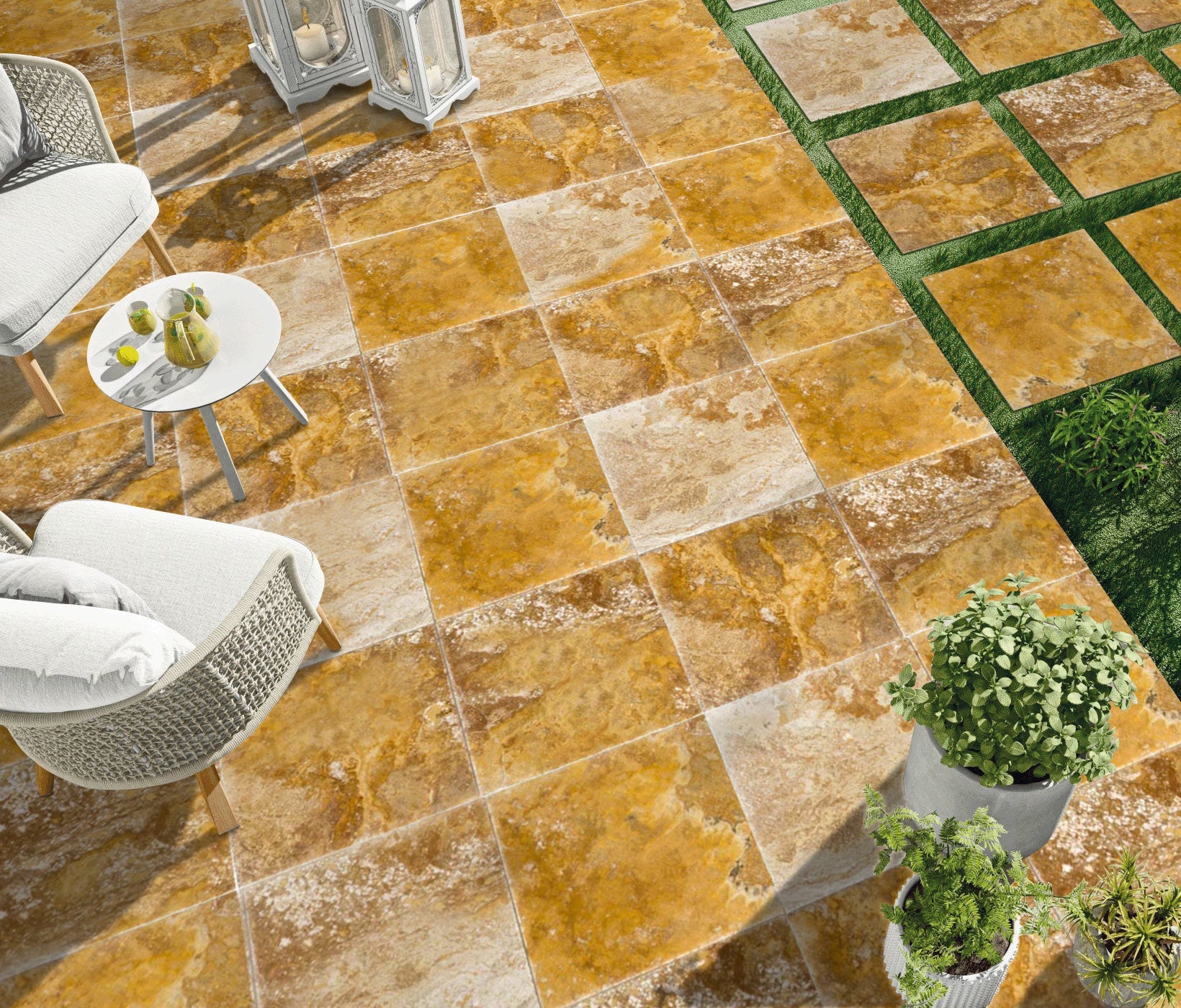 Scabos Travertine Tile Brushed and Chiseled Floor and Wall Tile - Livfloors Collection.