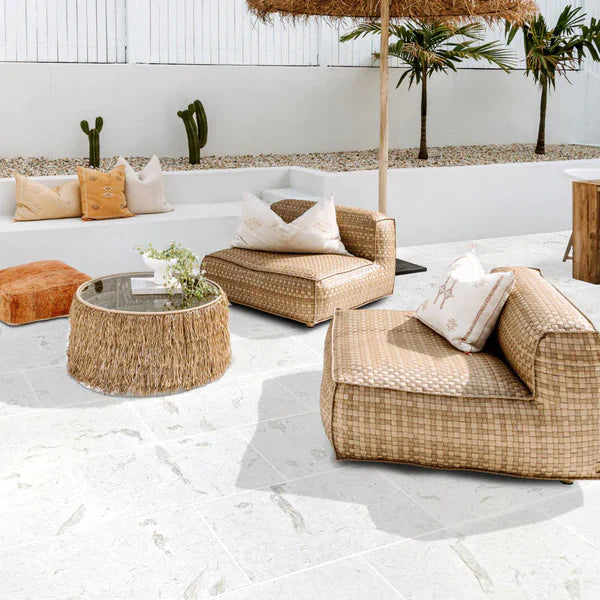 High-quality limestone pavers arranged in an elegant pattern for durable and stylish outdoor flooring solutions