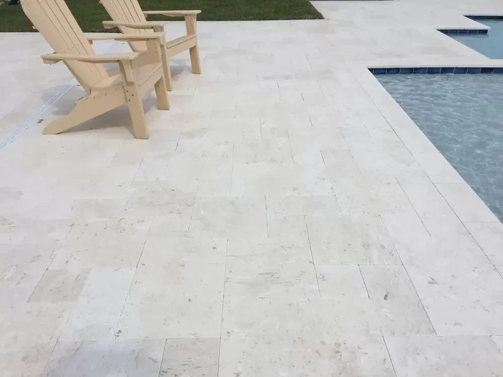 High-quality limestone pavers arranged in an elegant pattern for durable and stylish outdoor flooring solutions