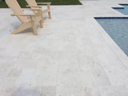High-quality limestone pavers arranged in an elegant pattern for durable and stylish outdoor flooring solutions