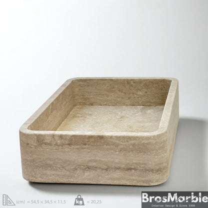 Travertine Marble Sink | Handmade Natural Stone Bathroom Basin