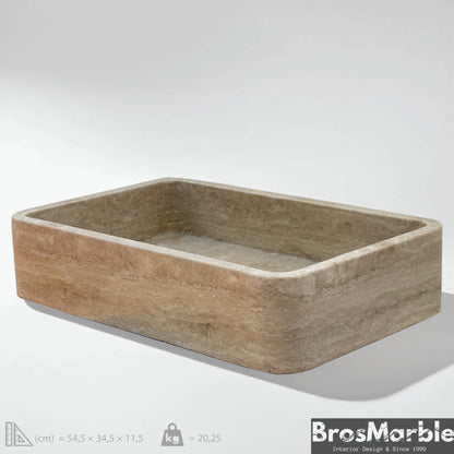 Travertine Marble Sink | Handmade Natural Stone Bathroom Basin