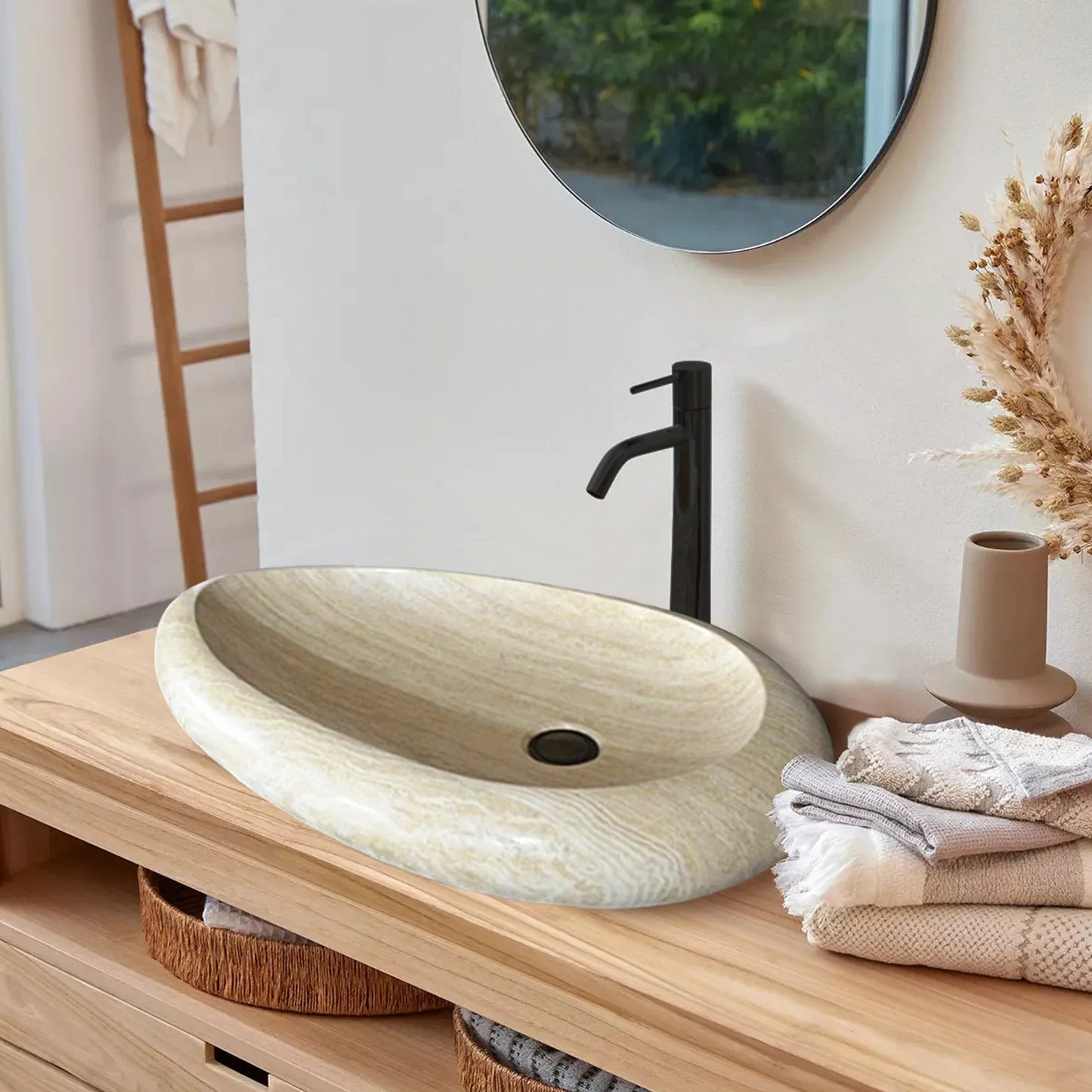 Elegant design featuring natural travertine stone, perfect for sophisticated interior and exterior applications.