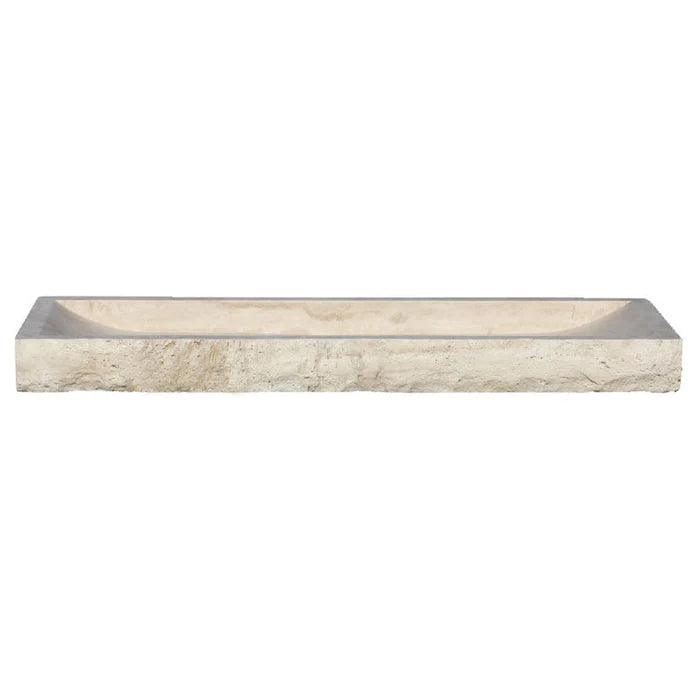 Troia Travertine Sink featuring a sleek design in soft beige, ideal for luxury bathrooms and kitchens.