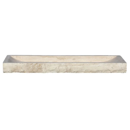 Troia Travertine Sink featuring a sleek design in soft beige, ideal for luxury bathrooms and kitchens.