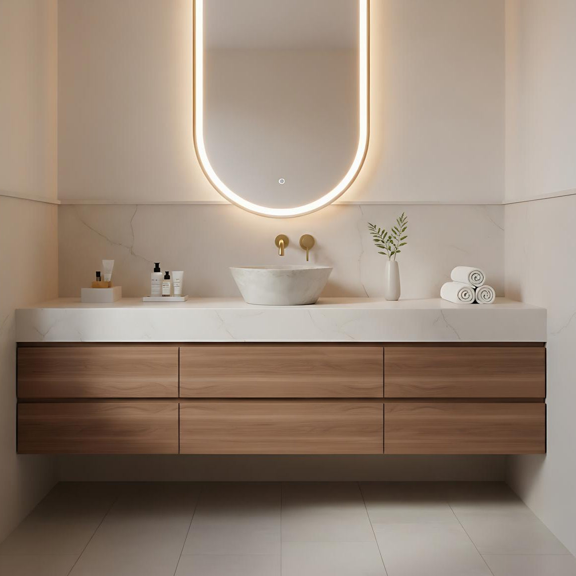 Elegant beige marble sink showcasing exquisite craftsmanship and timeless design for luxurious bathroom decor