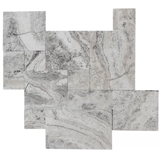 High-quality Alaska Silver travertine tiles showcasing elegant natural stone textures for sophisticated interiors