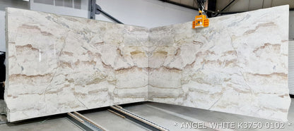 Elegant Angel White marble slabs showcasing premium quality for refined architectural designs.
