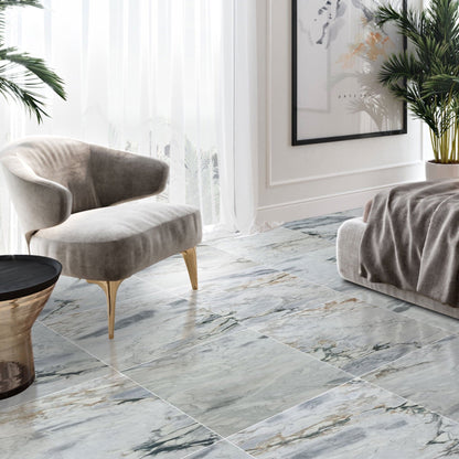 Exquisite Aqua White Exotic Marble slab showcasing elegant natural patterns for upscale interior design and architectural projects.