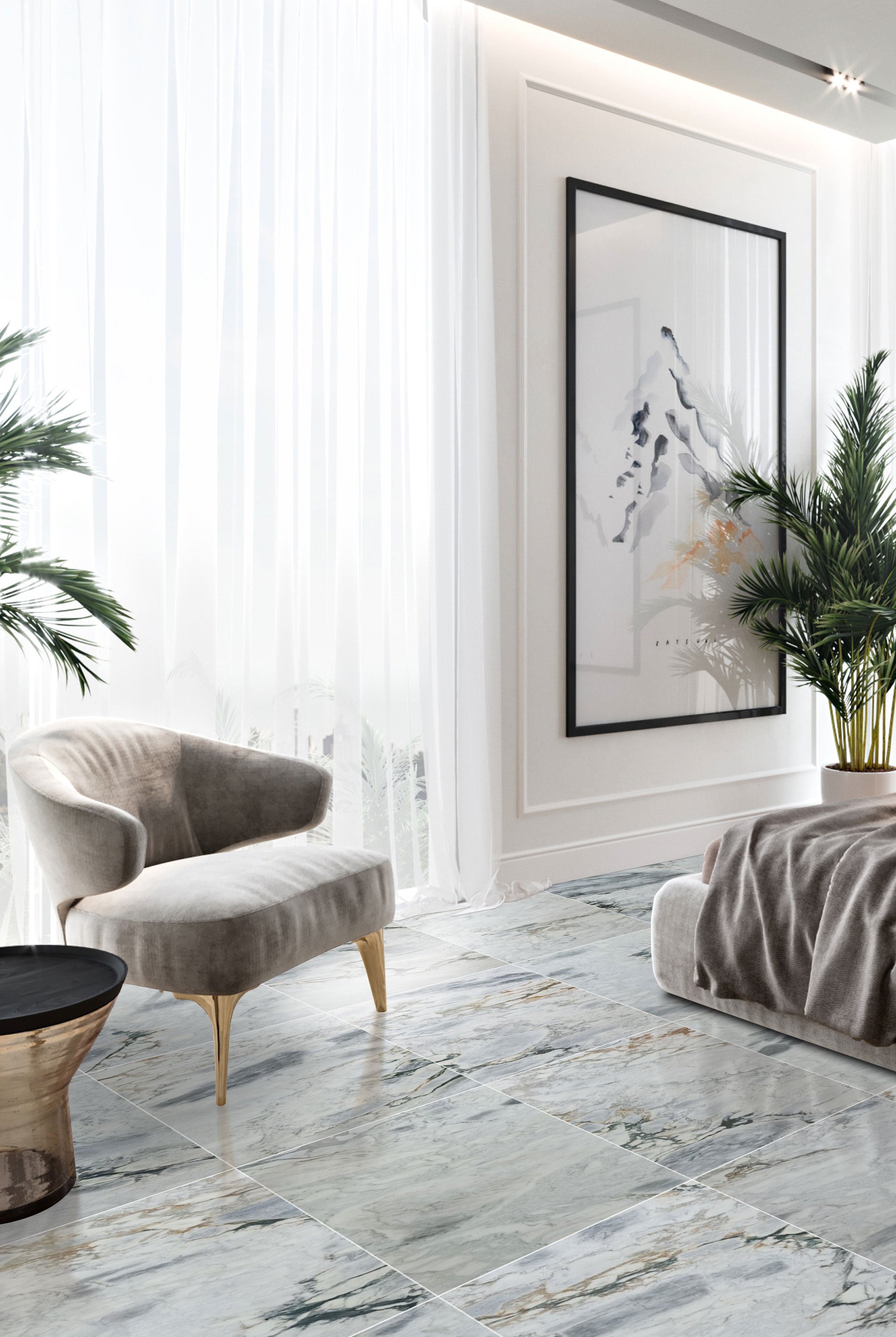 Exquisite Aqua White Exotic Marble slab showcasing elegant natural patterns for upscale interior design and architectural projects.