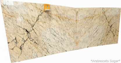 Elegant Arabescato marble slab showcasing unique veining patterns ideal for luxury interior design applications.